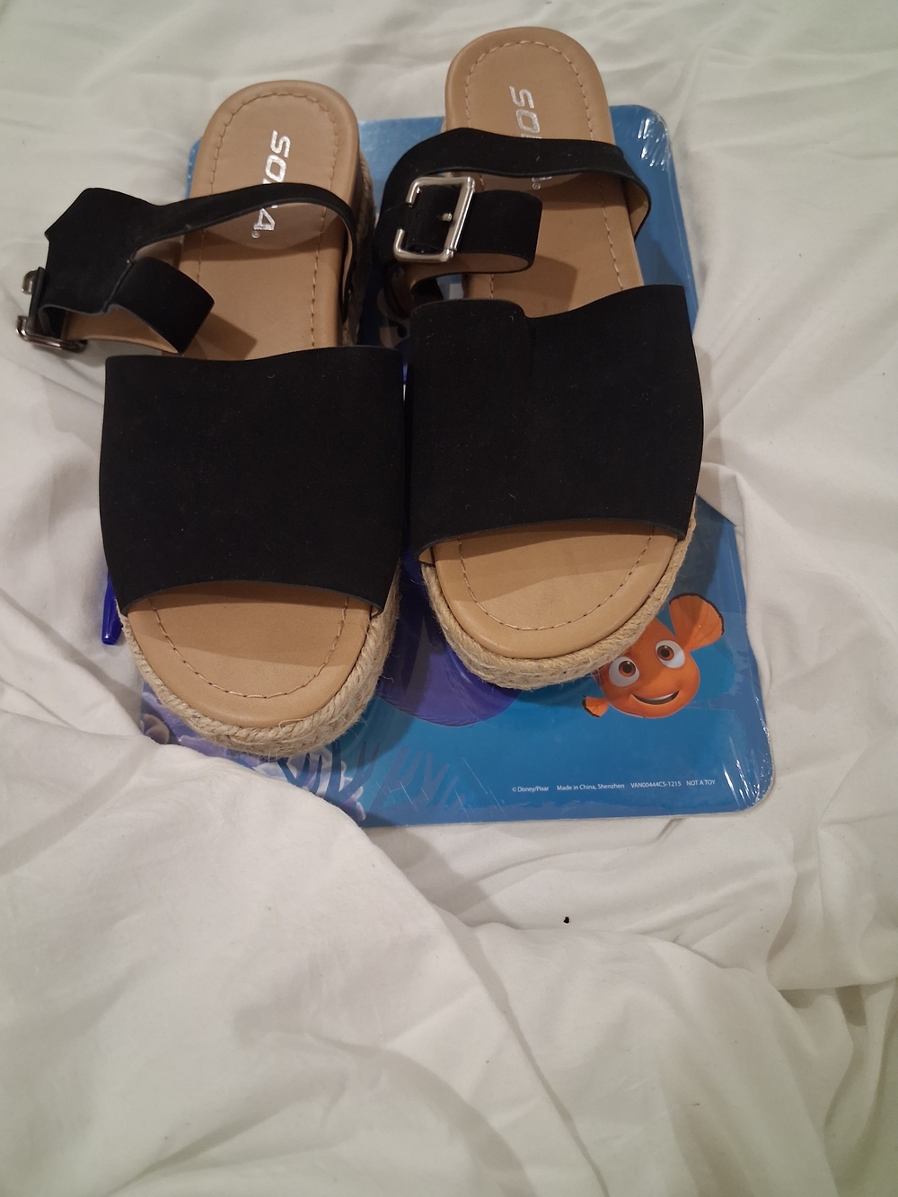 Soda Kids Black Espadrille Slide Sandals